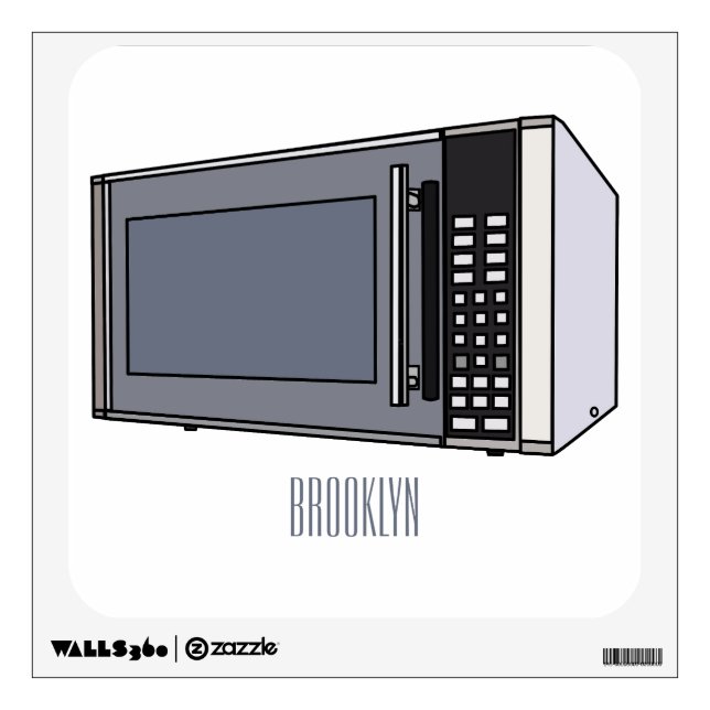 Microwave cartoon illustration wall decal (Front)
