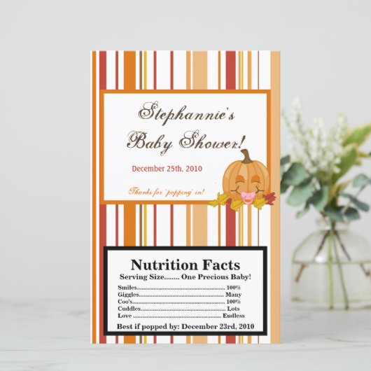 Microwave Popcorn Wrapper Autumn Fall Pumpkin Baby (Standing Front)