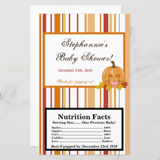 Microwave Popcorn Wrapper Autumn Fall Pumpkin Baby (Front/Back)