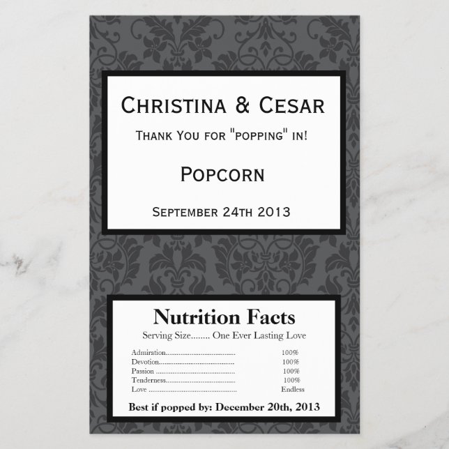 Microwave Popcorn Wrapper Black Gray Formal Gothic (Front)