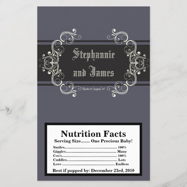 Microwave Popcorn Wrapper Black Tie Affair Gray (Front)