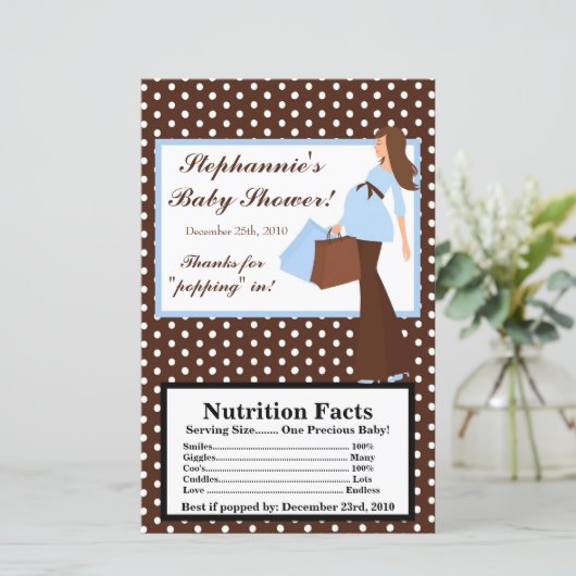 Microwave Popcorn Wrapper Blue Mod Mom Polka Dots (Standing Front)