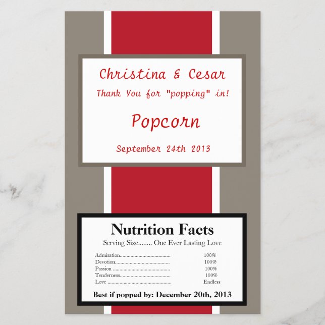 Microwave Popcorn Wrapper Crimson Red Gray Bg Whit (Front)