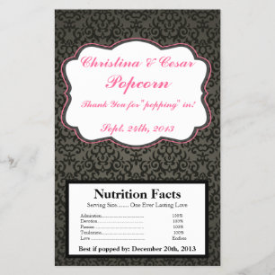 Microwave Popcorn Wrapper Damask/Stripes Pink Crow