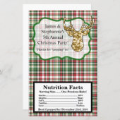 Microwave Popcorn Wrapper Gold Glitter Reindeer (Front/Back)