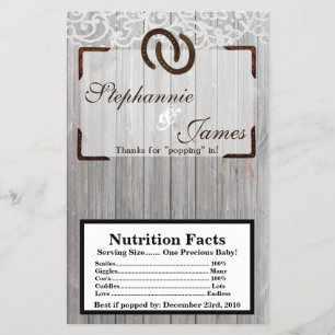 Microwave Popcorn Wrapper Horse Shoes on Wood Lace