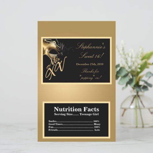 Microwave Popcorn Wrapper Mis XV Gold (Standing Front)