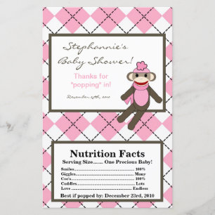 Microwave Popcorn Wrapper Pink Argyle Sock Monkey