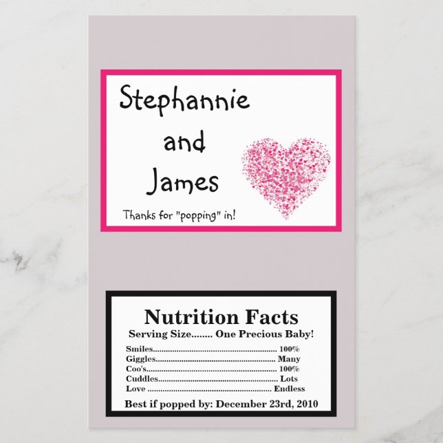 Microwave Popcorn Wrapper Pink Floral Petals Flowe (Front)