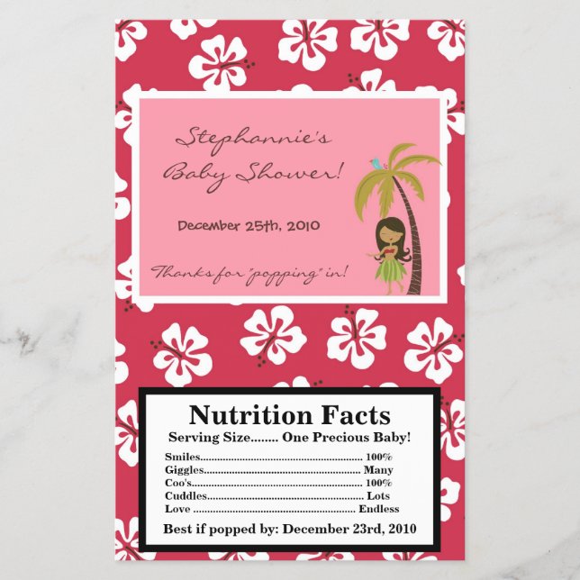 Microwave Popcorn Wrapper Pink Hawaiian Luau Tropi (Front)