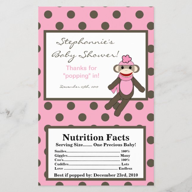 Microwave Popcorn Wrapper Pink Sock Monkey (Front)