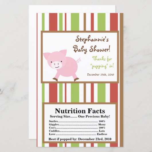 Microwave Popcorn Wrapper Red Barn Farm Pig (Front/Back)