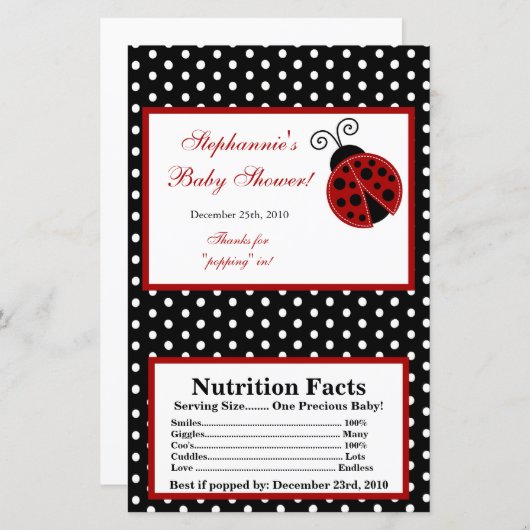Microwave Popcorn Wrapper Red Ladybug (Front/Back)