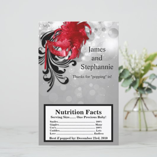 Microwave Popcorn Wrapper Red on Silver Masquerade (Standing Front)