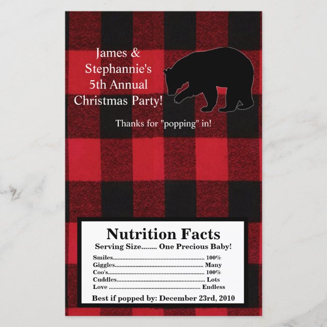 Microwave Popcorn Wrapper Red Plaid Black Bear (Front)