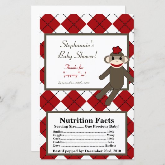 Microwave Popcorn Wrapper Red Sock Monkey (Front/Back)