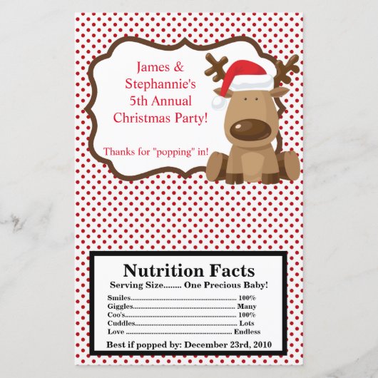 Microwave Popcorn Wrapper Reindeer Christmas XMAS (Front)