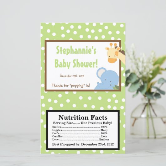 Microwave Popcorn Wrapper Safari Jungle ZooAnimal (Standing Front)