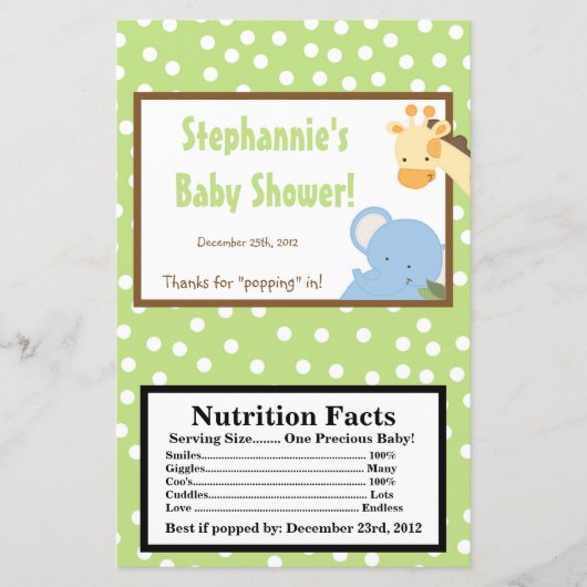 Microwave Popcorn Wrapper Safari Jungle ZooAnimal (Front)