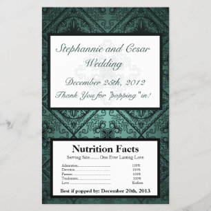 Microwave Popcorn Wrapper Teal Ornate Damask