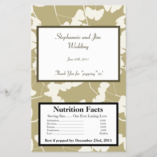 Microwave Popcorn Wrapper White Ginkgo Leaves (Front)