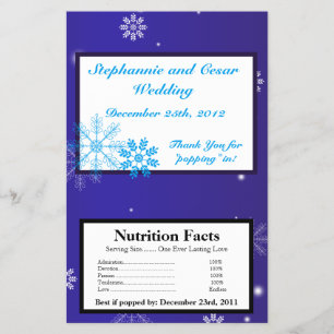 Microwave Popcorn Wrapper White Snow Flakes