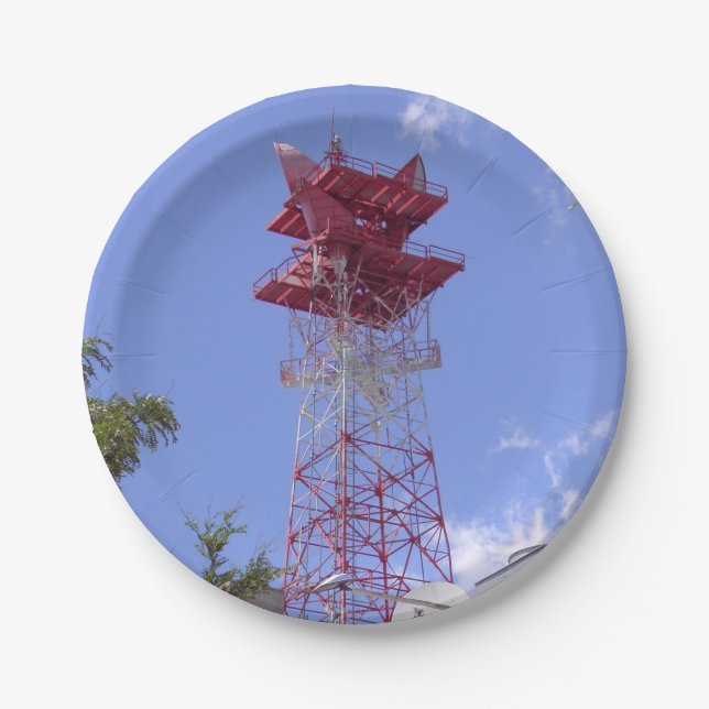 Microwave Relay Radio Telecom Tower Paper Plates (Front)