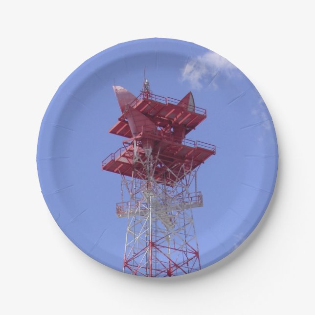 Microwave Telecommunications Tower Paper Plates (Front)