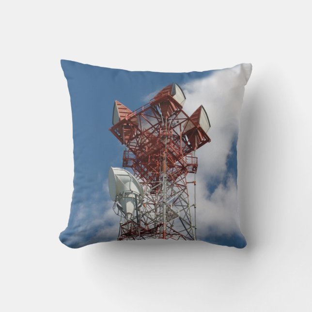 Microwave Telecommunications Tower Throw Pillow (Front)