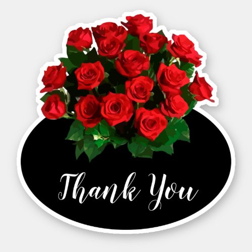 Microwedding Red Roses Bouquet Thank You Stickers