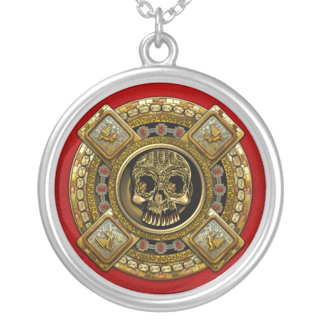 Mictlantecuhtli – Aztec God of Death Silver Plated Necklace (Front)