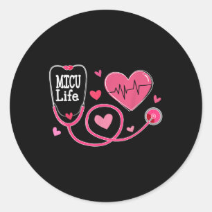 Micu Nurse Hearts Valentine Day Medical Intensive Classic Round Sticker