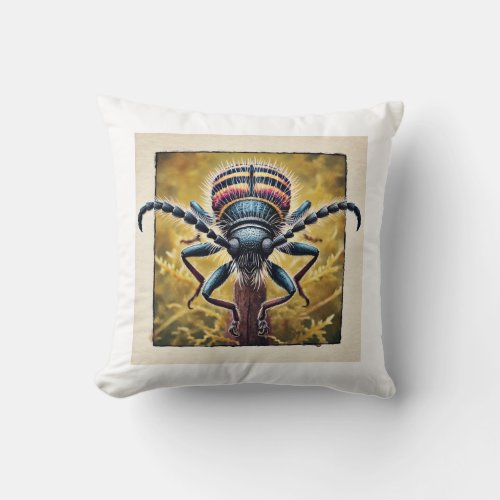 Micurus Insect in Watercolor and Ink 210624IREF112 Throw Pillow