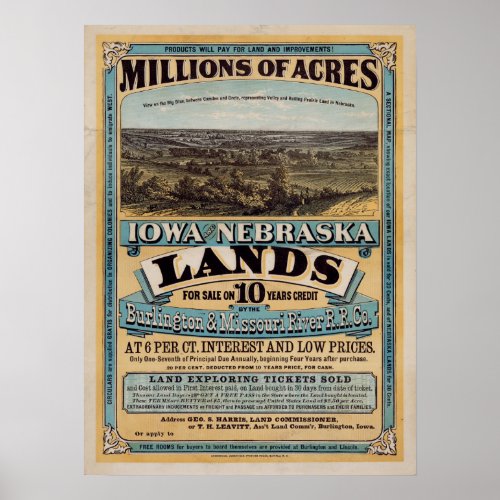 Mid 1800s Real Estate Land Poster