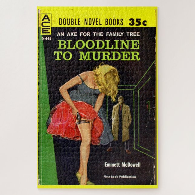 mid-1950s Bloodline to Murder pulp cover Jigsaw Puzzle (Vertical)