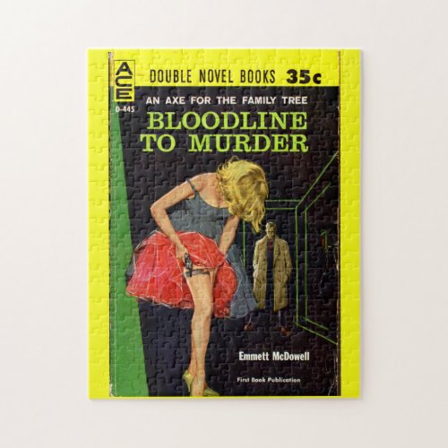 mid_1950s Bloodline to Murder pulp cover Jigsaw Puzzle
