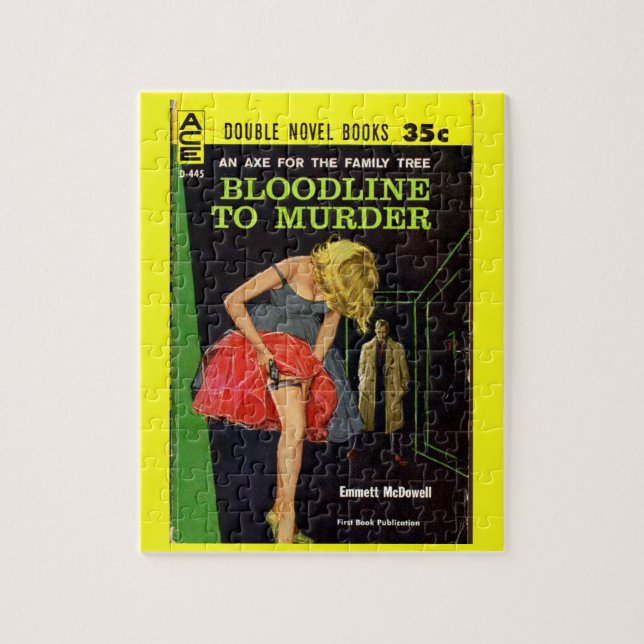 mid-1950s Bloodline to Murder pulp cover Jigsaw Puzzle (Vertical)