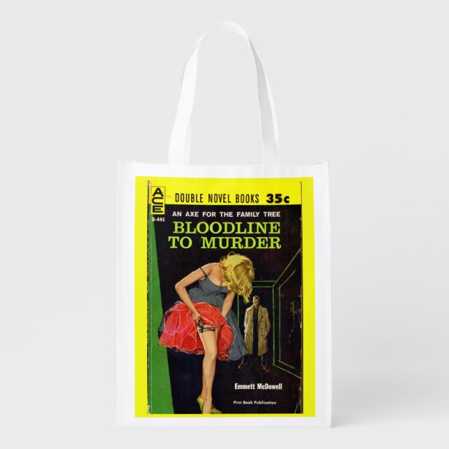 mid-1950s Bloodline to Murder pulp cover Reusable Grocery Bag (Front)