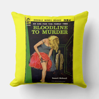 mid-1950s Bloodline to Murder pulp cover Throw Pillow