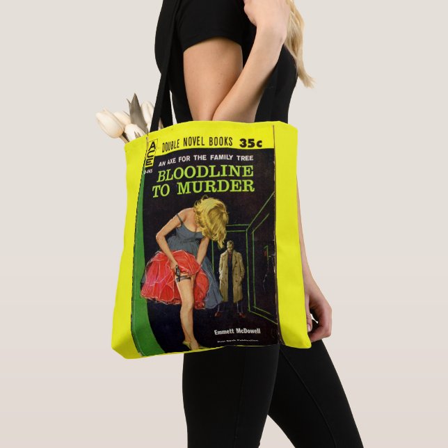 mid-1950s Bloodline to Murder pulp cover Tote Bag (Close Up)