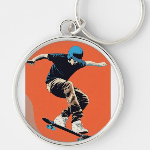 Mid_Air Skateboarder Keychain