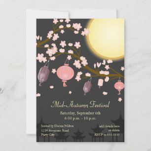 Mid Autumn Festival Flowering Tree Lanterns Invitation