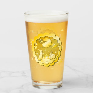 Mid Autumn Festival Gold Mooncake Moon Rabbit Glass