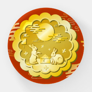 Mid Autumn Festival Gold Mooncake Moon Rabbit Paperweight
