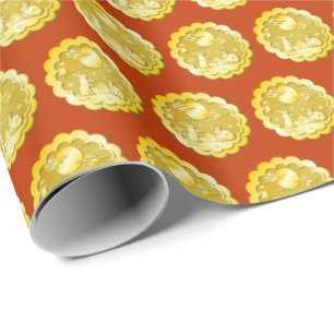 Mid Autumn Festival Gold Mooncake Moon Rabbit Wrapping Paper