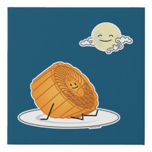 Mid Autumn Festival Moon cake lunar mooncakes past Faux Canvas Print