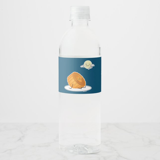 Mid Autumn Festival Moon cake lunar mooncakes past Water Bottle Label (Front)