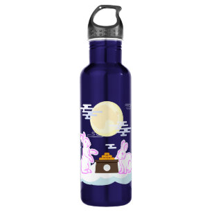 Mid Autumn Festival Moon Rabbit Mooncake Clouds Stainless Steel Water Bottle