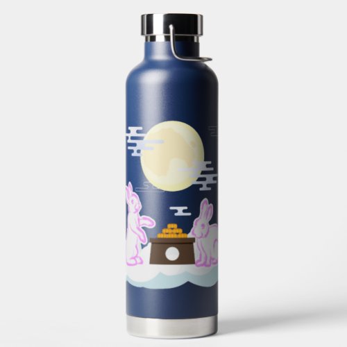 Mid Autumn Festival Moon Rabbit Mooncake Clouds Water Bottle