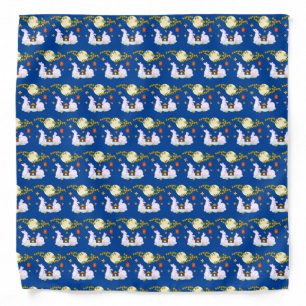 Mid Autumn Festival Moon Rabbit Mooncake Osmanthus Bandana